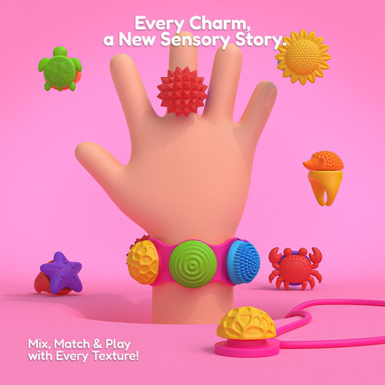 Sensory Wearable Charm Set Toy Rings Necklaces Wristbands Multiple Gameplay (MOQ 10 Sets)