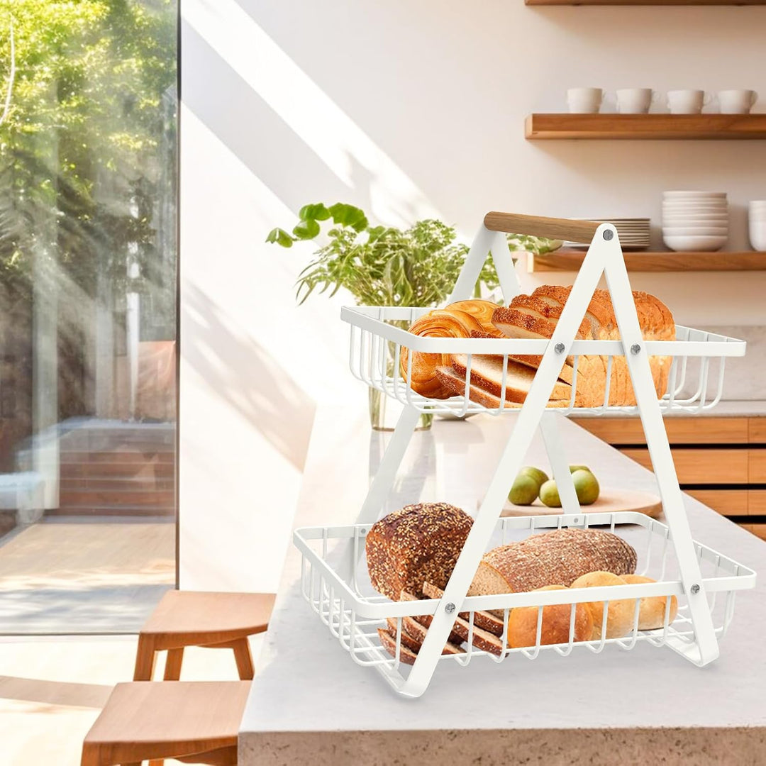 Countertop Fruit Basket,Portable Fruit Bowle for Kitchen Organizer 2 Tier Storage