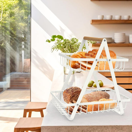 Countertop Fruit Basket,Portable Fruit Bowle for Kitchen Organizer 2 Tier Storage