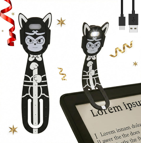 LED Bookmark Reading Light, USB Rechargeable Flexible Animal Night Lamp – Mini Clip Book Light
