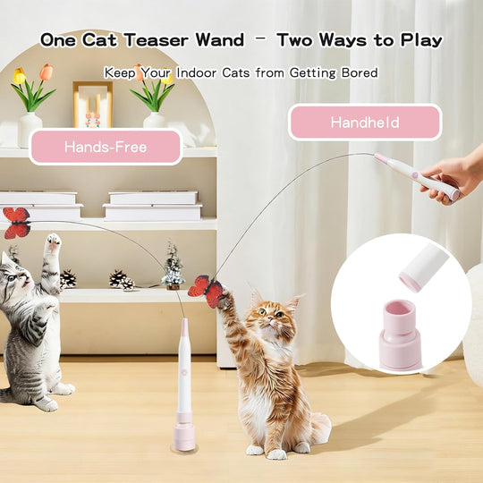 Smart Motion Activated Cat Wand Toy with Butterfly – Electric Interactive Toy for Cats (MOQ 10 ets)