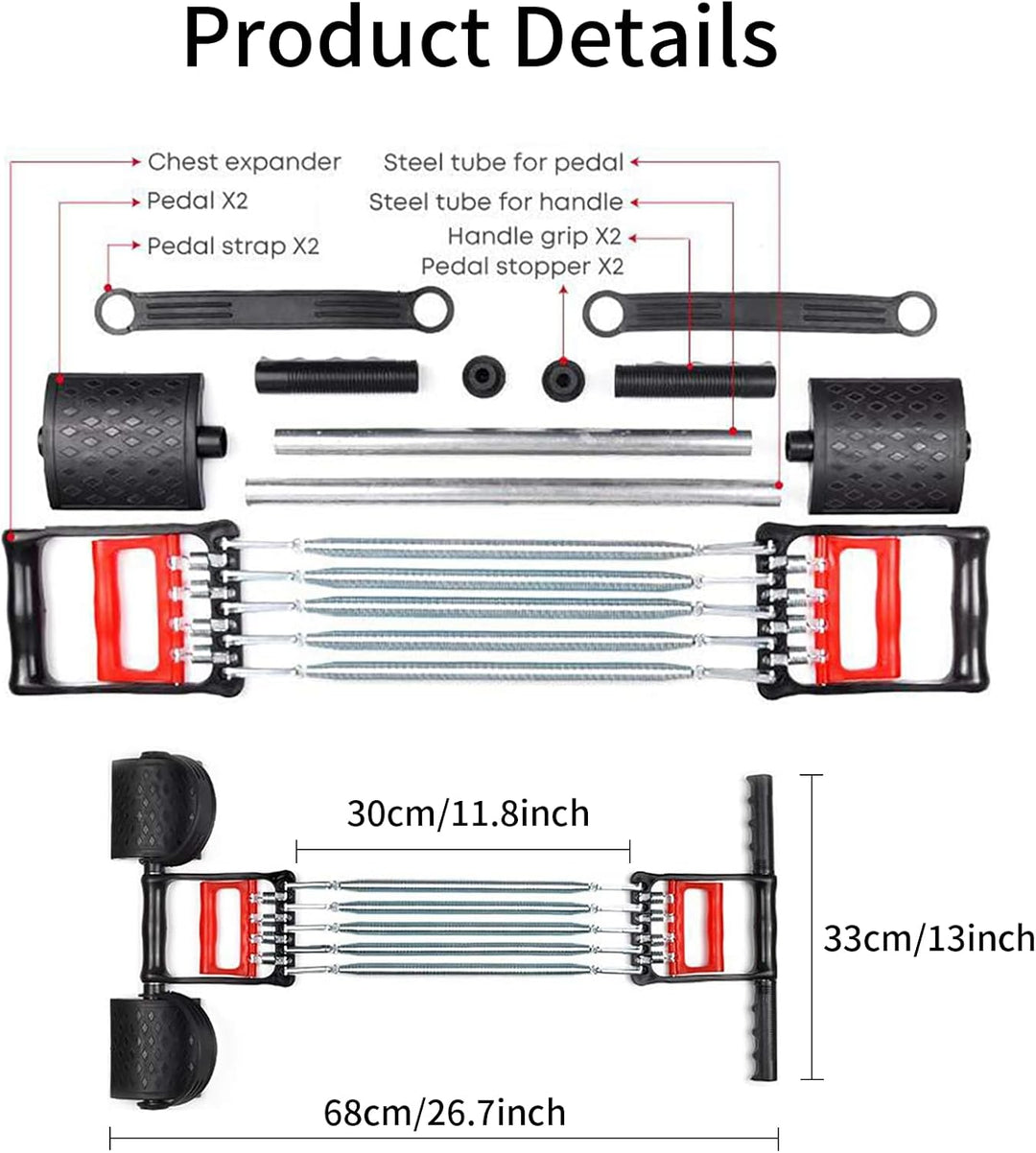 3 in 1 Chest Clip Muscle Pedal Spring Chest Expander , Pedal Puller (MOQ 10 Sets)