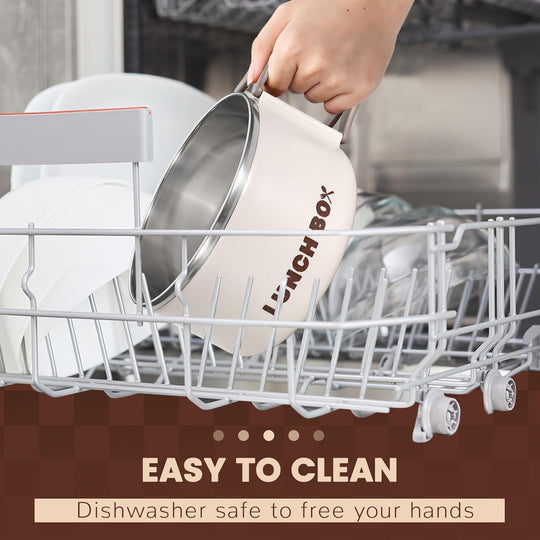 Microwave Ramen Bowl with Lid and Handle, 40.5 Oz Stainless Steel (MOQ 10 Sets)