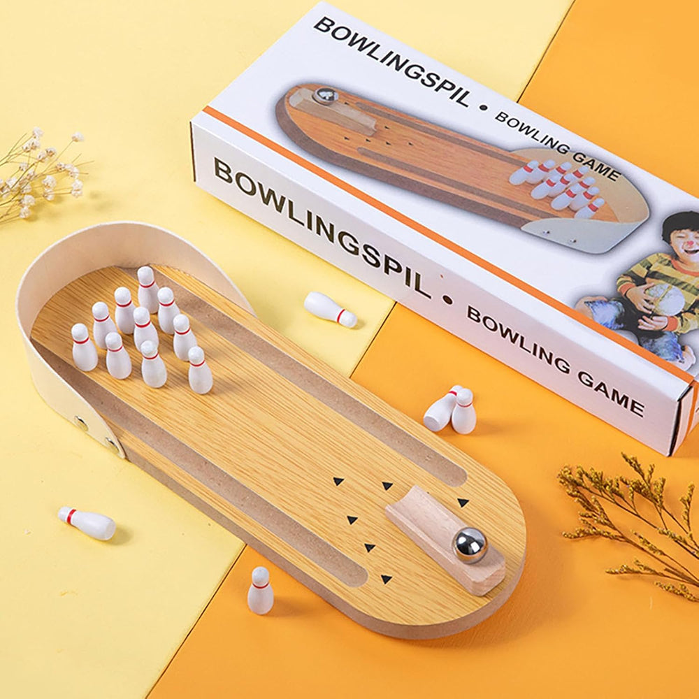 Wooden Mini Bowling Set - Stress-Relieving Desk Toys (MOQ 10 Sets)