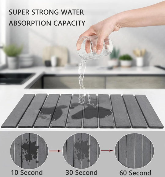 Super Absorbent Diatomite Drying Stone — Fast-Dry Eco Mat for Dishes, Counters & Bathroom Sink