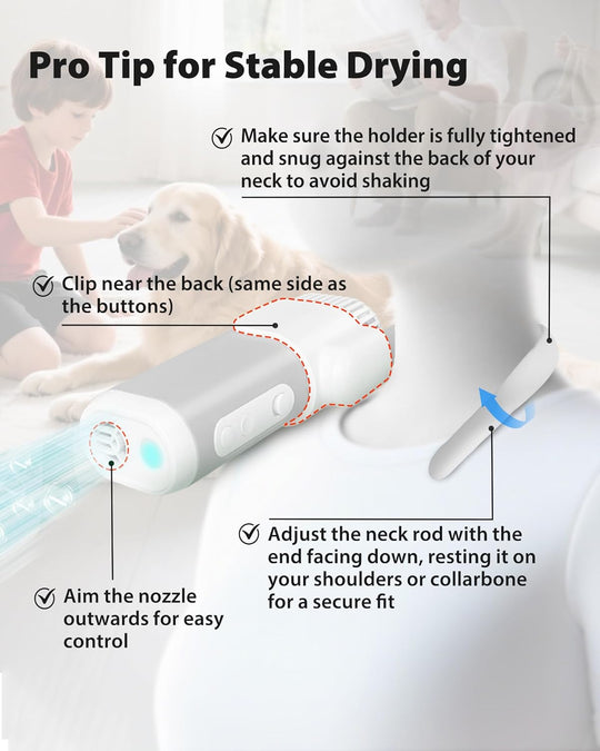 Pet Grooming Dog Hair Dryer Water Blowing Machine Neck Hanging Free Your Hands (MOQ 10 Sets)
