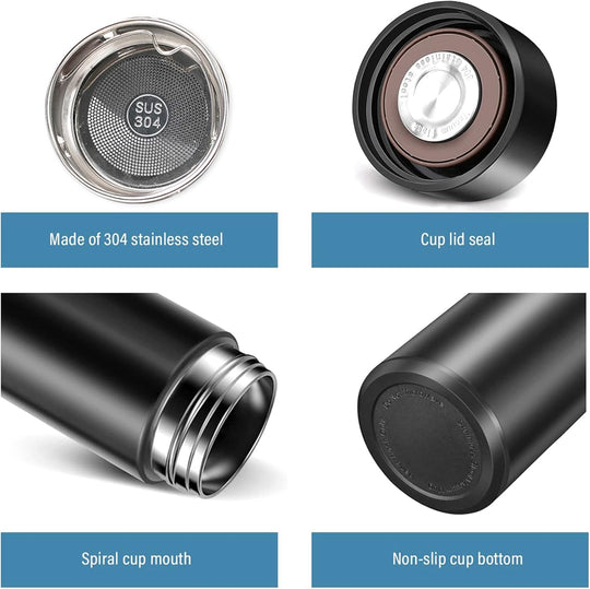 Steel Vacuum Flask,Travel Mug with Smart LCD Touch Screen, Keep Hot Or Cold