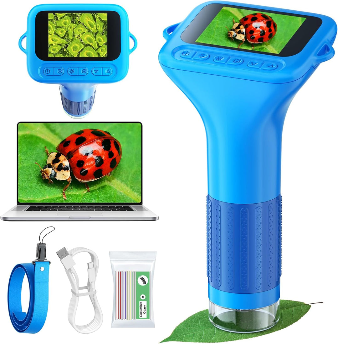 Microscope for Kids with 12 Slides, 100X-1000X 1080P Digital Handheld Kids Microscope (MOQ 10 sets)