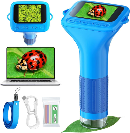 Microscope for Kids with 12 Slides, 100X-1000X 1080P Digital Handheld Kids Microscope (MOQ 10 sets)