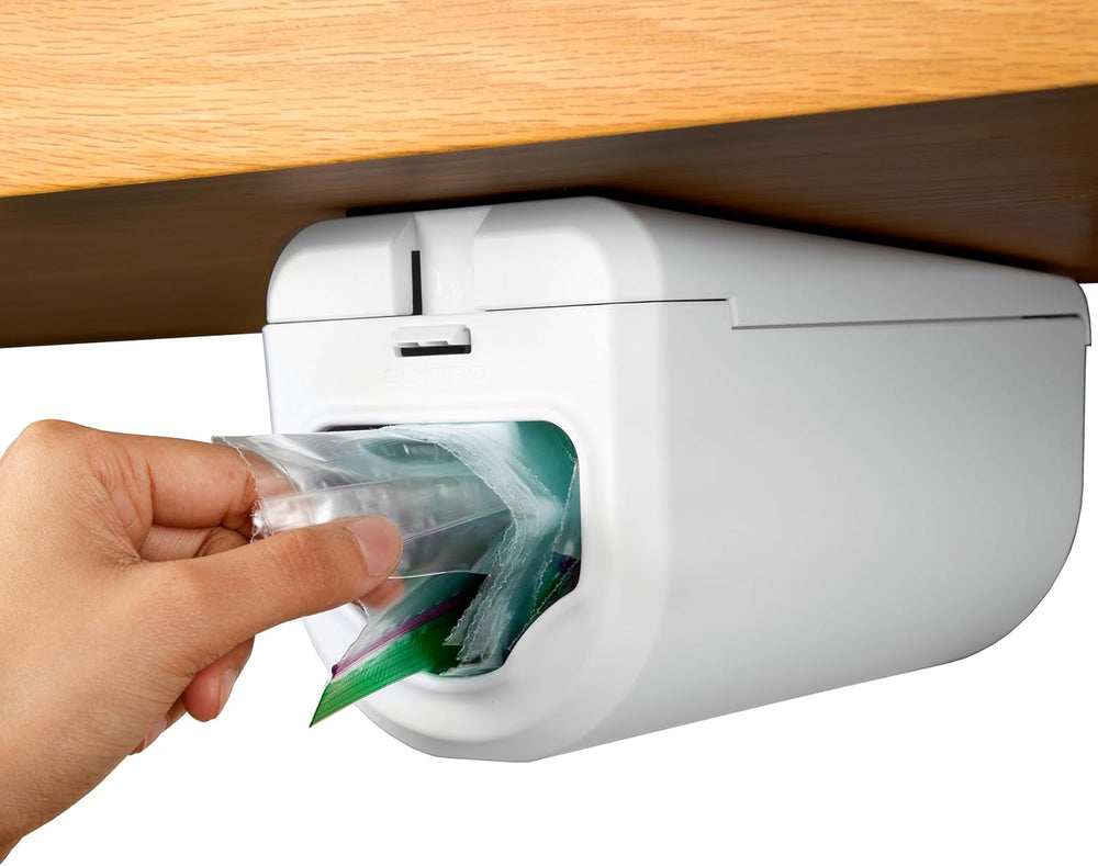 Dispenser for Ziplock Bags size Quart, Sandwich, and Snack Bags Under-Cabinet or Shelf Mount (MOQ 10 sets)
