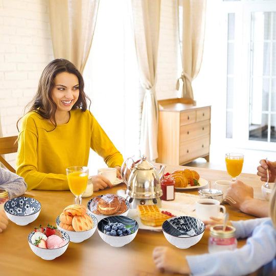 Ceramic Rice Bowls,10 Oz Japanese Style Porcelain Dessert Soup, Cereal, Ice Cream & Snacks Bowls for Kitchen Dining and Unique Gifts,Microwave & Dishwasher-Safe (MOQ 10 Sets)