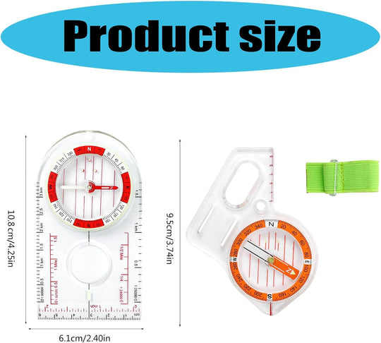 VIGOR Thumb Compass for Map Reading – Multifunction Navigation Compass with Ruler for Backpacking, Camping, Hiking & Orienteering Survival Gear (MOQ 10 Sets)