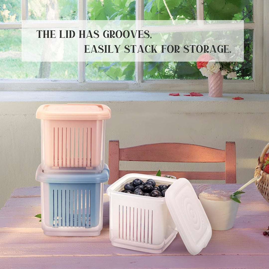 Berry Keeper Baskets with Colander Insert, 1-Quart, 3-Set – Kitchen Fridge Produce Storage Containers (MOQ 10 Sets) (MOQ 10 Sets)
