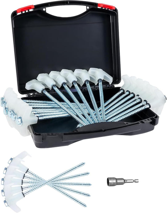 Ground Anchors Screw in, Metal Threaded Tent Spikes, Camping Pegs for Canopies & Gardening Inflatable Decor (MOQ 10 Sets)