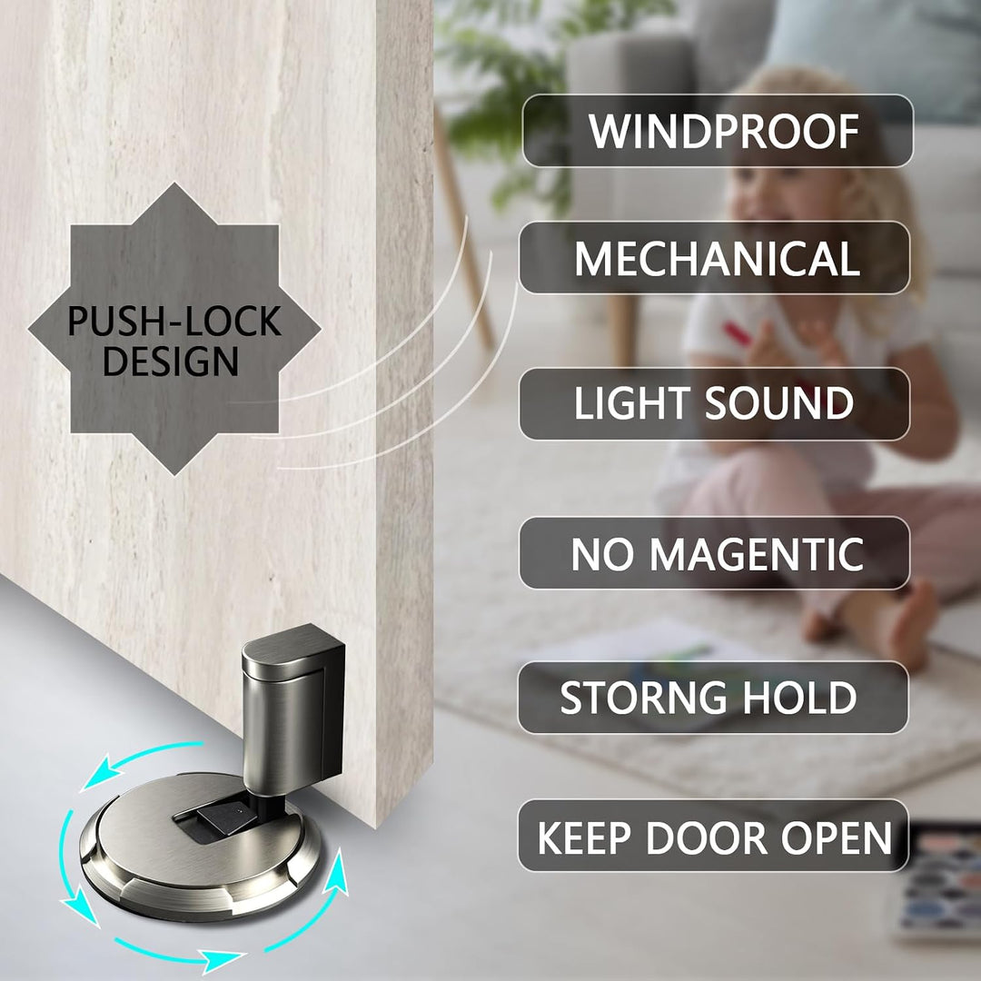 Mechanical Floor Door Stop, Push-Lock Adjustable Holder