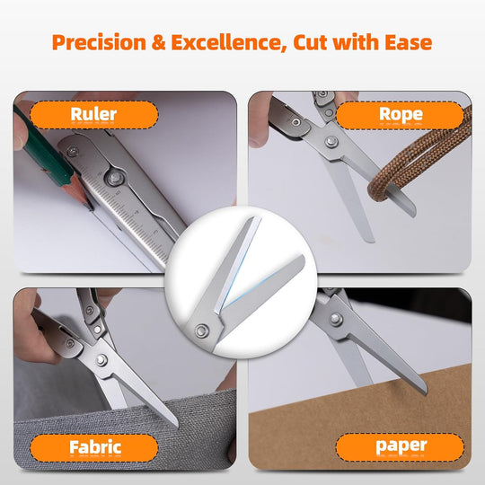 EDC scissors multitool suitable for camping survival and outdoor use foldable scissors with measuring ruler (MOQ 10 Sets)