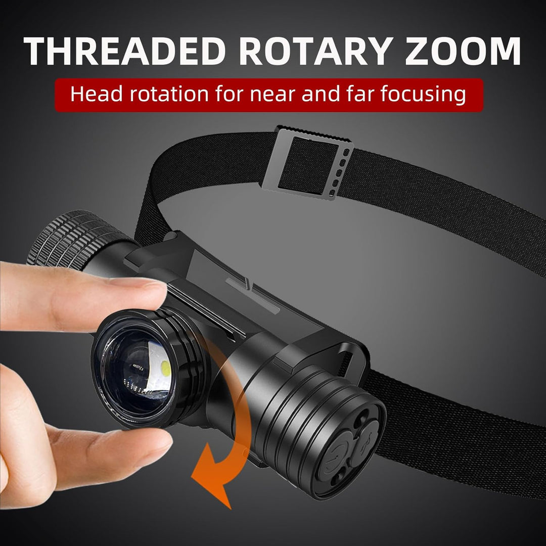 Adjustable Focus IPX6 Waterproof, 6 Modes Suitable for Adults and Children Head Lamp