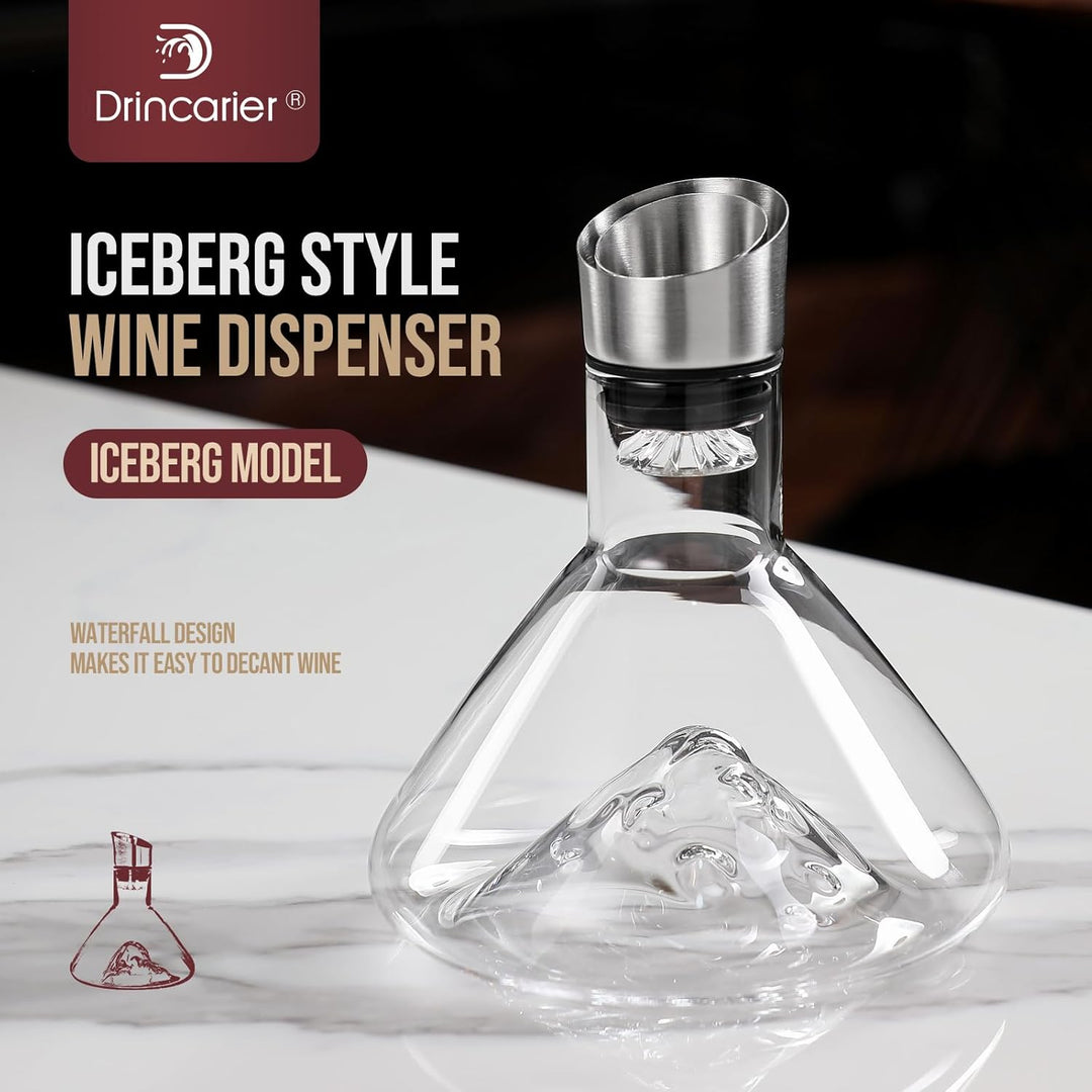 Iceberg Wine Decanter,Red Wine Carafe with Built-in-Aerator (MOQ 10 Sets)