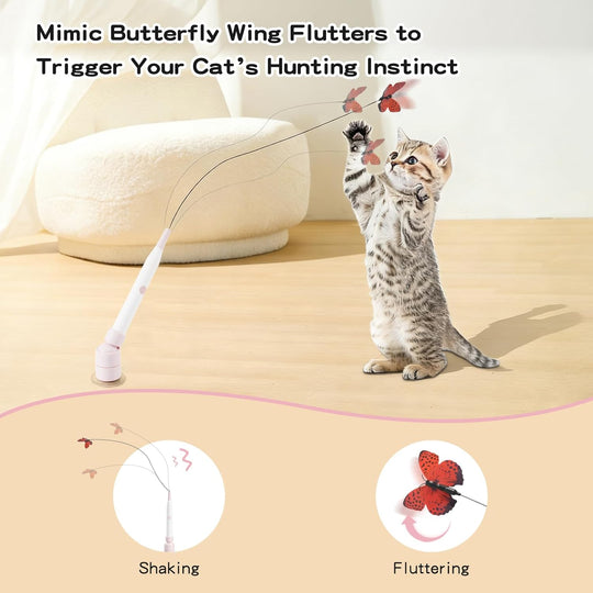 Smart Motion Activated Cat Wand Toy with Butterfly – Electric Interactive Toy for Cats (MOQ 10 ets)