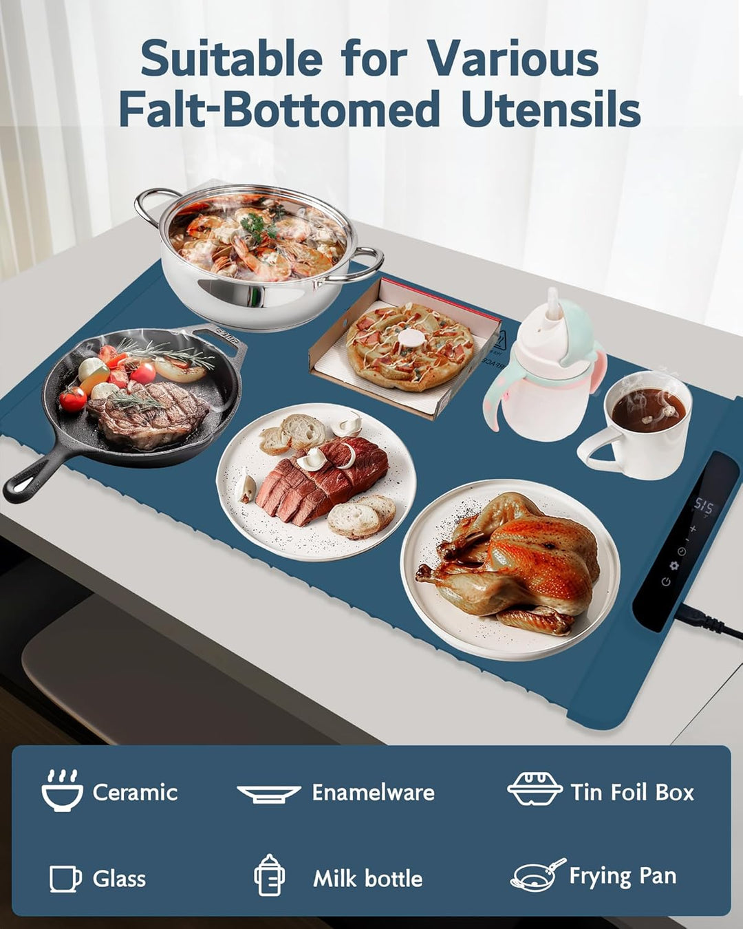 Electric Warming Tray with Adjustable Temperature Foldable Food Warmer (MOQ 10 Sets)