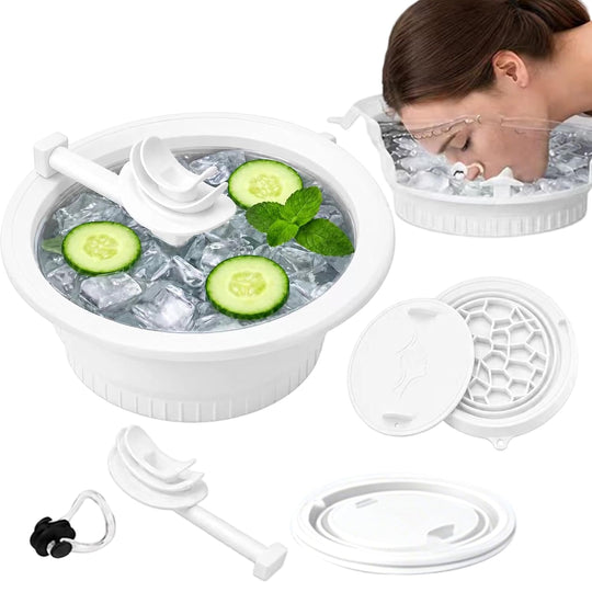 Ice Face Bath Bowl – Cold Plunge Facial Tub with Breathing Tube, Built-In Ice Tray & Odor-Remove Lid