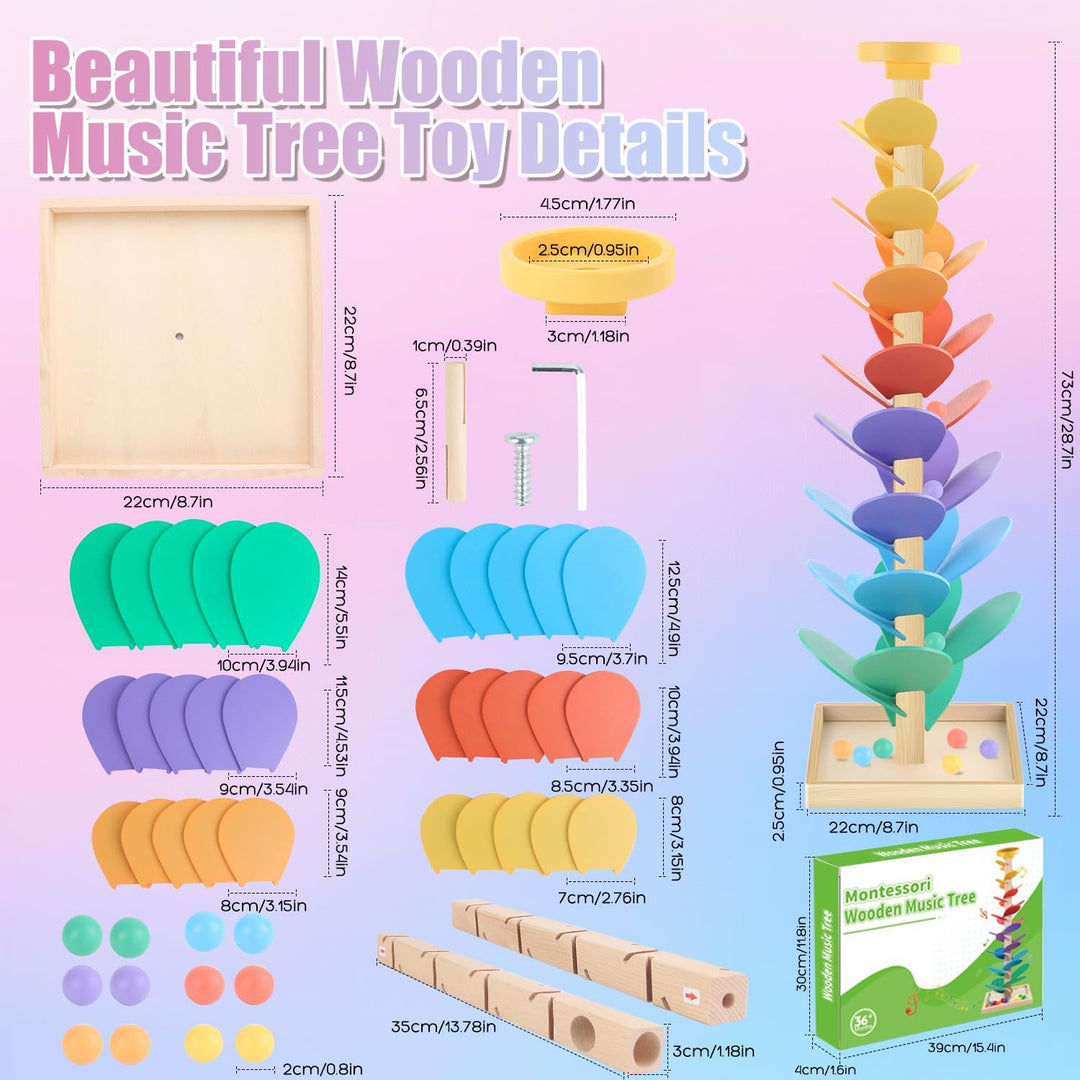 Montessori Rainbow Building Blocks Educational Toys Wooden Tree Petal Ball (MOQ 10 Sets)