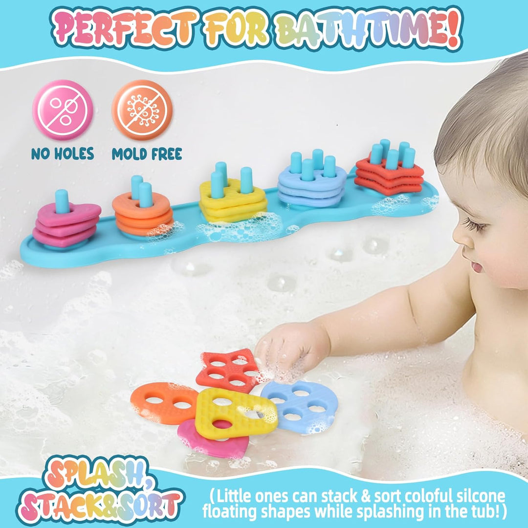 Children's Water Stacking Bath Toy Set with 20 Textured Floating Pieces (MOQ 10 Kits)