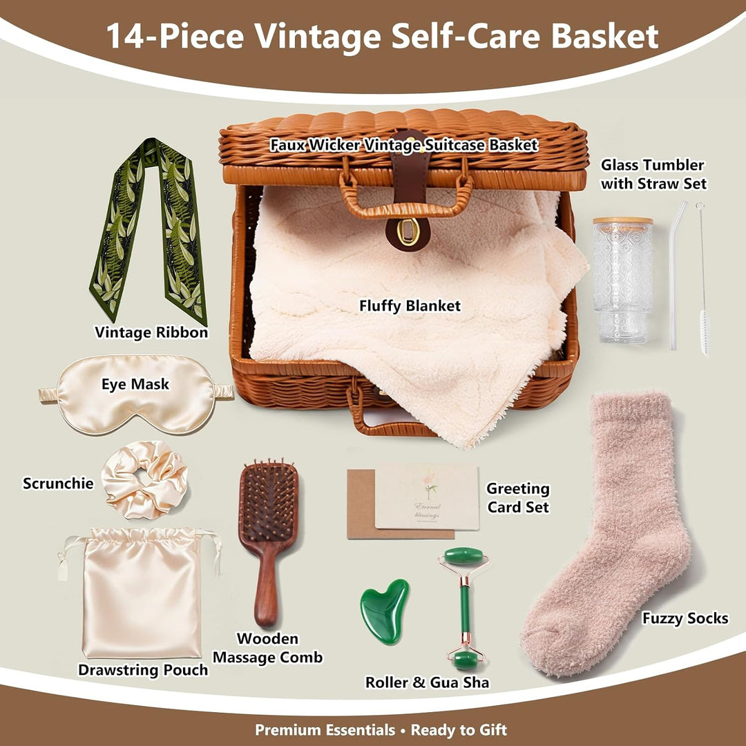 Self Care Spa Gift Set with Woven Basket (MOQ 10 Sets)
