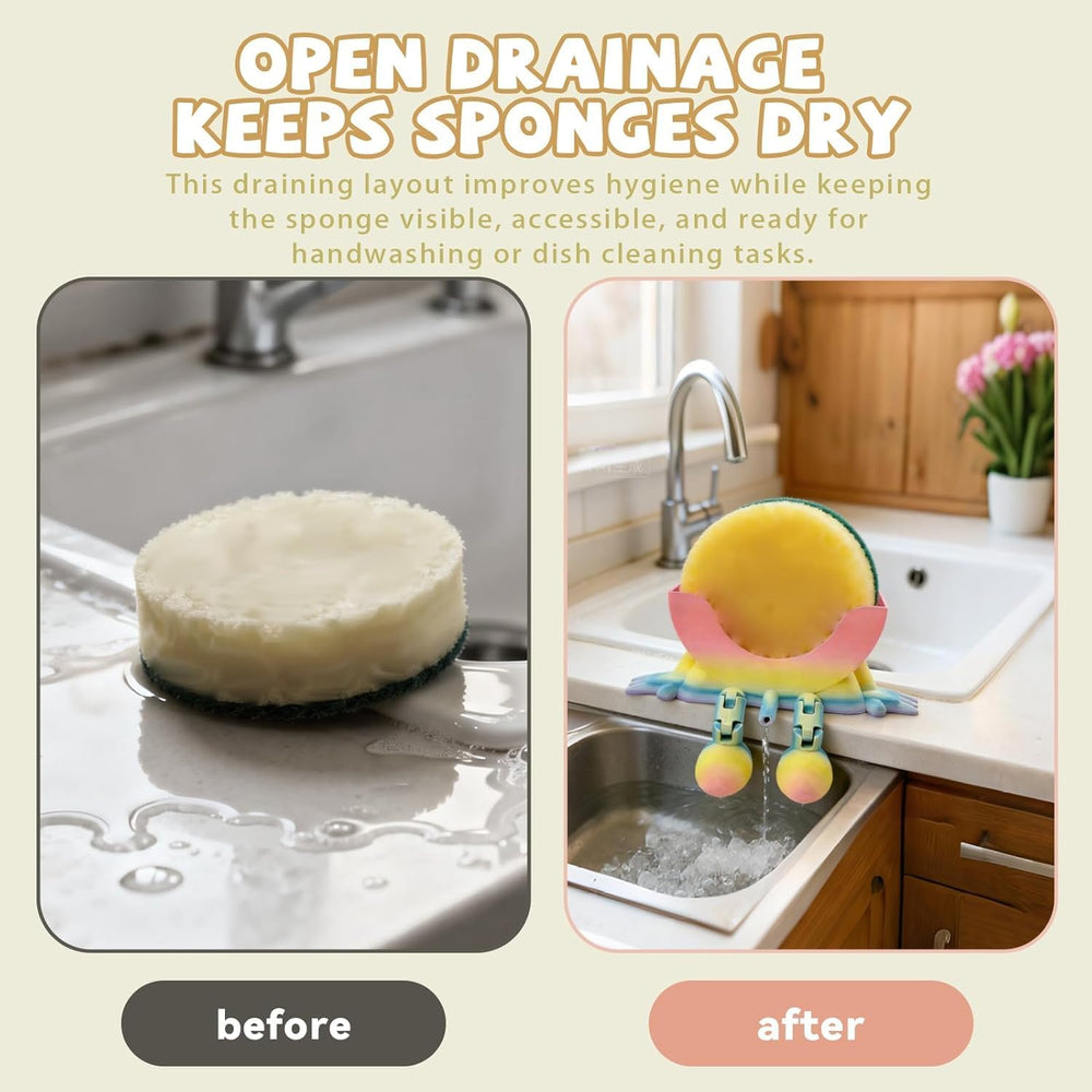 Hanging Sponge Holder with Drainage for Kitchen Sink – Compatible with Scrub Daddy, Self-Draining Sponge Caddy (MOQ 10 Sets)