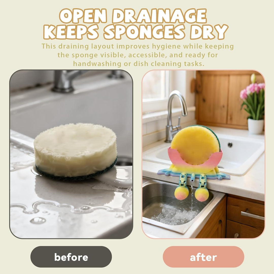 Hanging Sponge Holder with Drainage for Kitchen Sink – Compatible with Scrub Daddy, Self-Draining Sponge Caddy (MOQ 10 Sets)