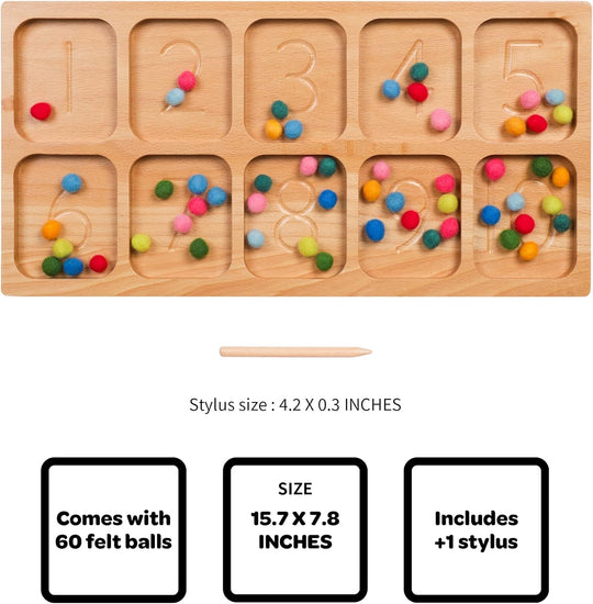 Wooden Number Tracking Board, Children's Math Bead Counting (MOQ 10 Sets)