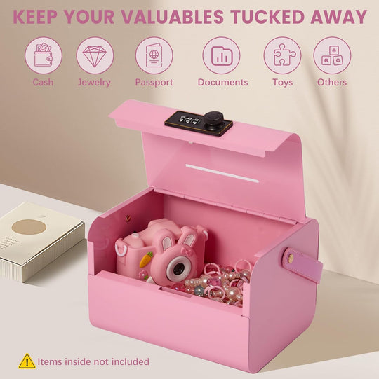 Money Safe and Cash Lock Box for Kids, Small Metal Security Safe (MOQ 10 Sets)