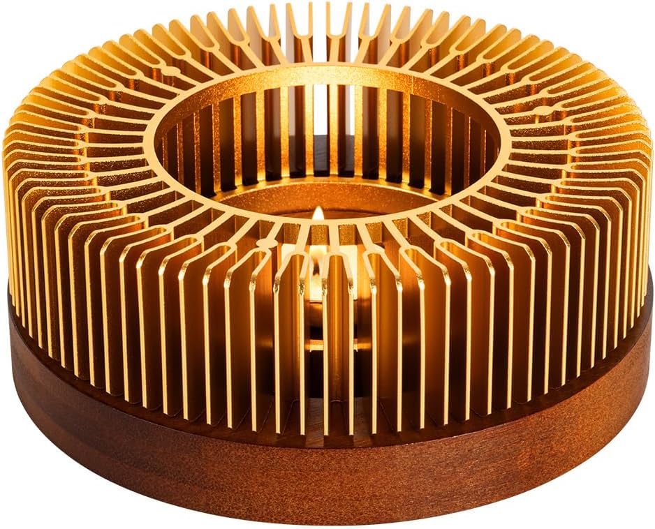 Aluminum Warmer with Wooden Base Candle Heater for Heating Tea (MOQ 10 Sets)