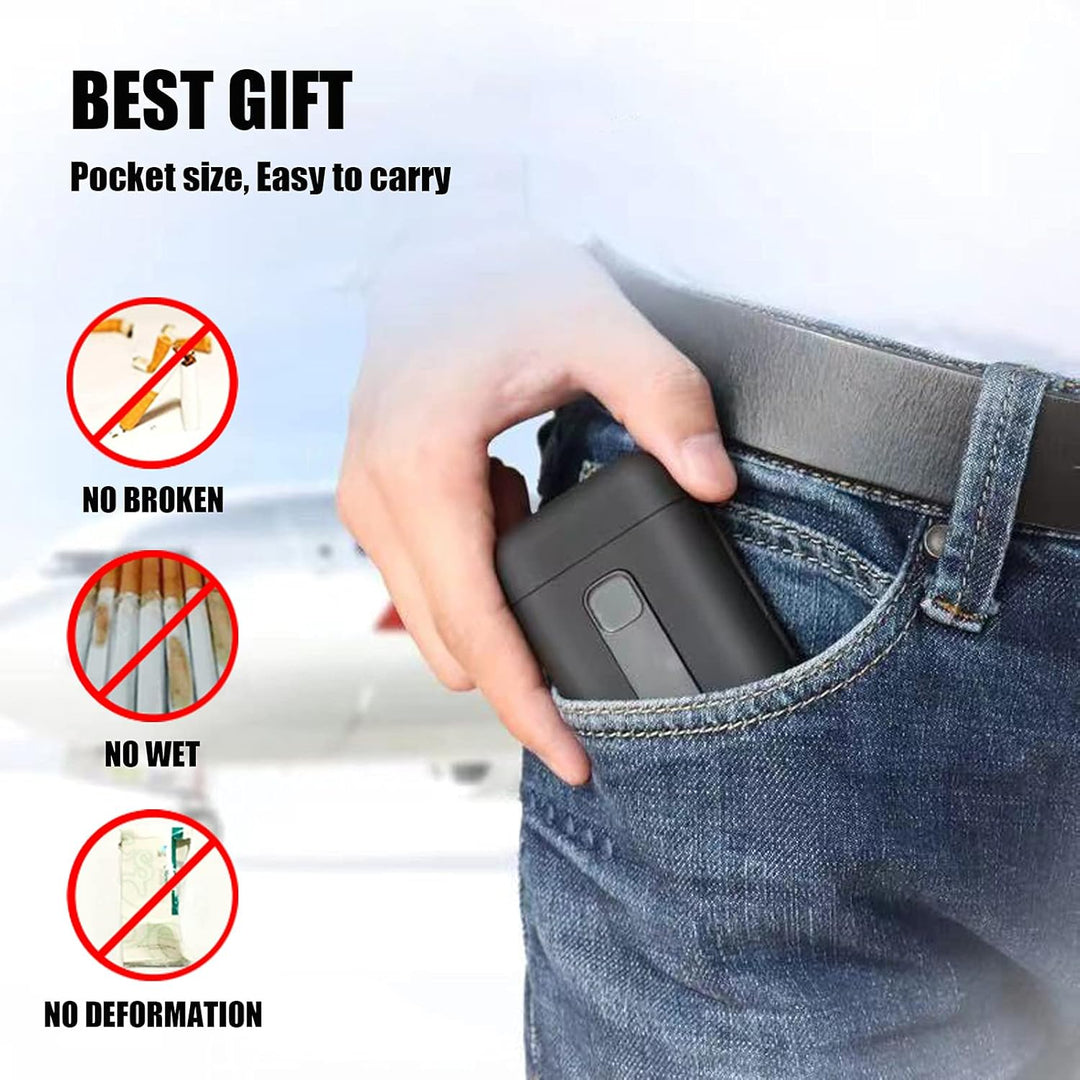 Large Portable Pack 20 Regular Size Cigarettes Box Holder Built in Lighters 2 in 1