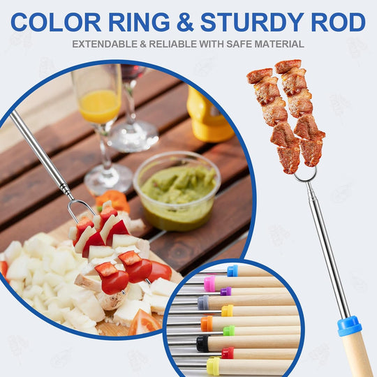 Marshmallow Roasting Sticks Smores Kit for Fire Pit Long Skewers 34 Inch