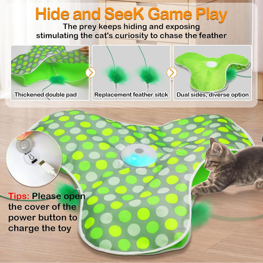 Motion Activated Moving Feather USB Rechargeable Interactive Cat Toy Automatic Cat Toys for Indoor Cats(MOQ 10 Sets)