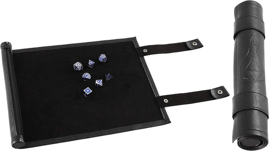 Scroll Dice Tray and Rolling Mat with Zippered Dice Holder - Storage Pouch Holds