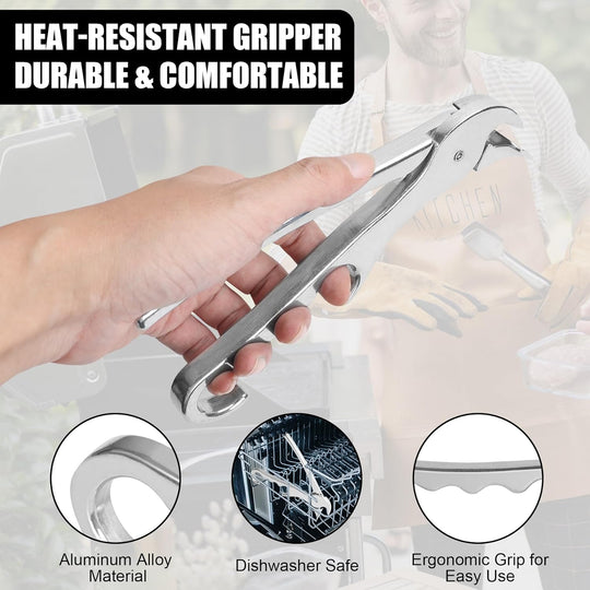 Premium Pizza Pan Gripper Aluminum Alloy, Heavy Duty Pizza Pan Tongs Stone Pot Clamp for Lifting Hot Plate