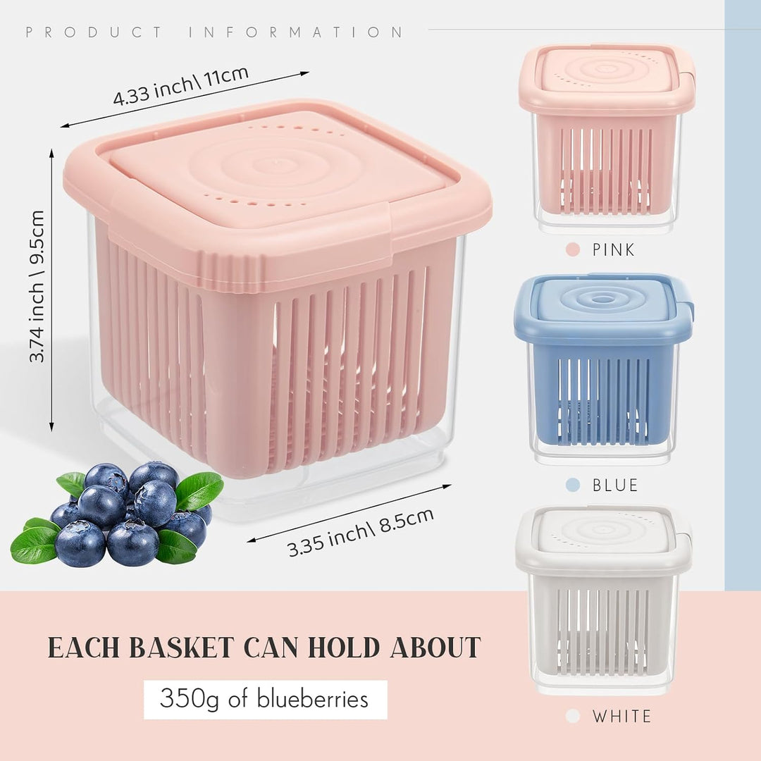Berry Keeper Baskets with Colander Insert, 1-Quart, 3-Set – Kitchen Fridge Produce Storage Containers (MOQ 10 Sets) (MOQ 10 Sets)