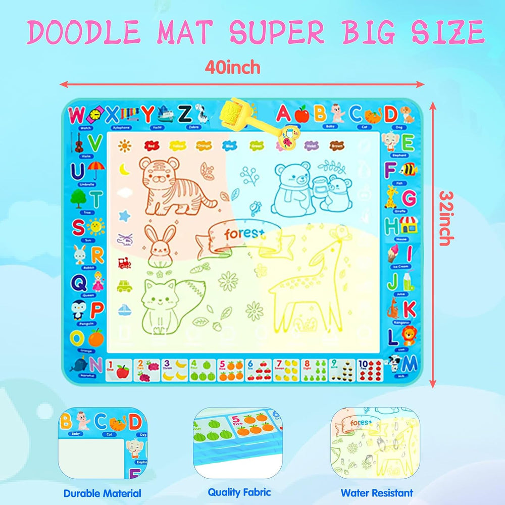 Mess Free Magic Water Drawing Board, Reusable Painting & Writing Mat, Educational Learning Toy, Gift for Toddlers Boys Girls