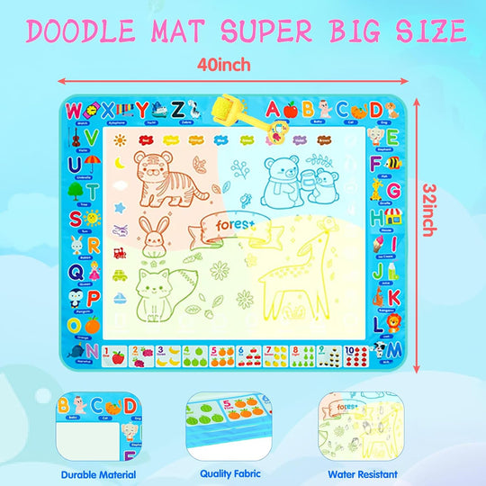 Mess Free Magic Water Drawing Board, Reusable Painting & Writing Mat, Educational Learning Toy, Gift for Toddlers Boys Girls