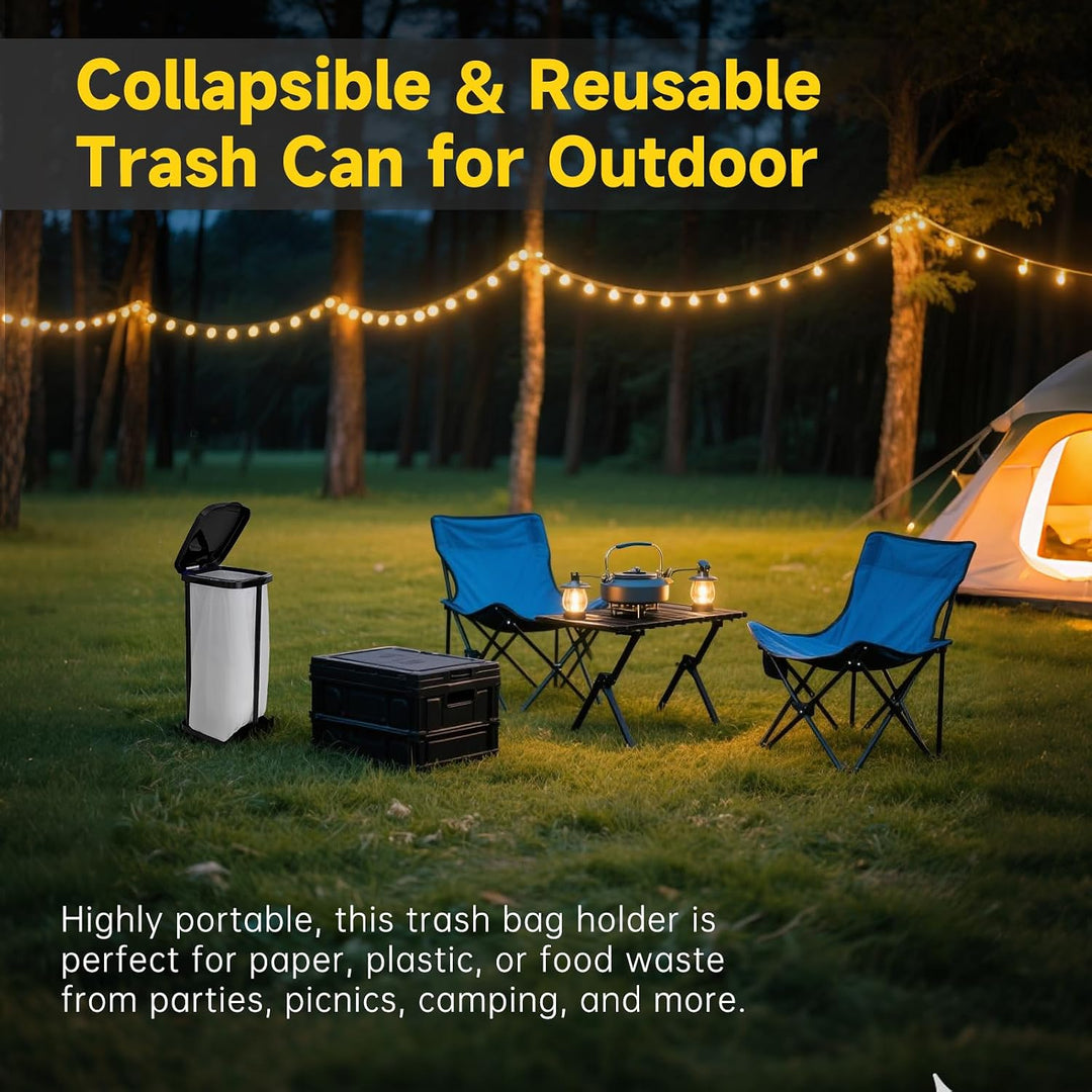 Foldable Trash Bag Stand – Adjustable Portable Garbage Rack Holder for Camping, Kitchen & Outdoor Use (MOQ 10 Sets)