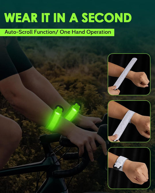 High Visibility Running Gear for Night Safety, 5 Colors & 3 Modes Light Up Wristbands for Night Walking