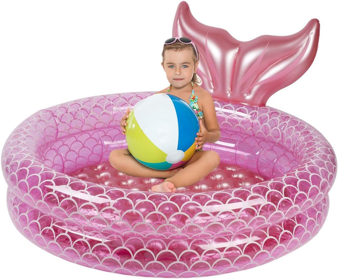 Inflatable Mermaid Kiddie Pool Round Blow up Kids Pool Toddler Swimming Pool (MOQ 10 Sets)