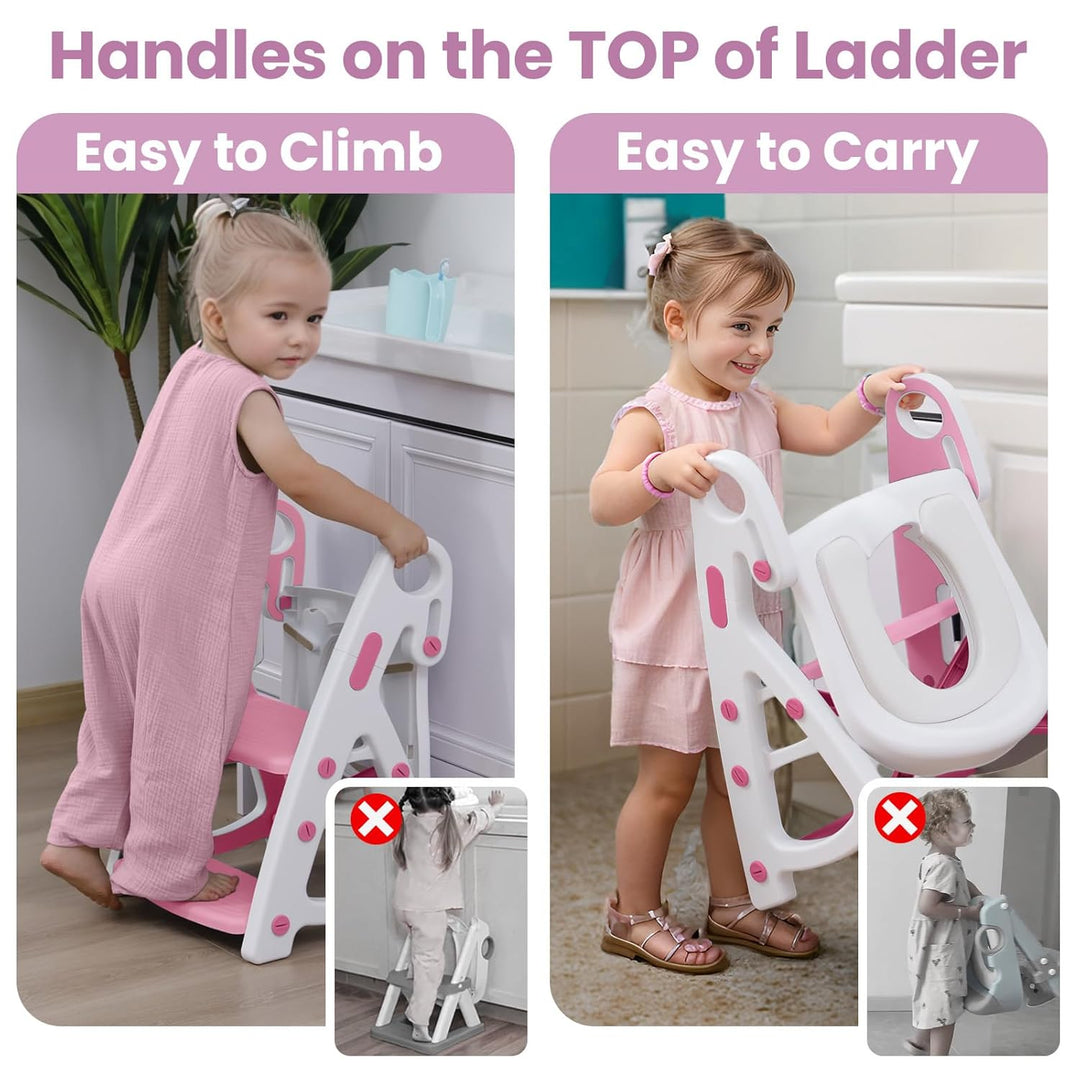 Potty Training Seat Toddler Step Stool Ultimate Stability Toilet Seat Adjustable Step Height Potty Seats (MOQ 10 Sets)