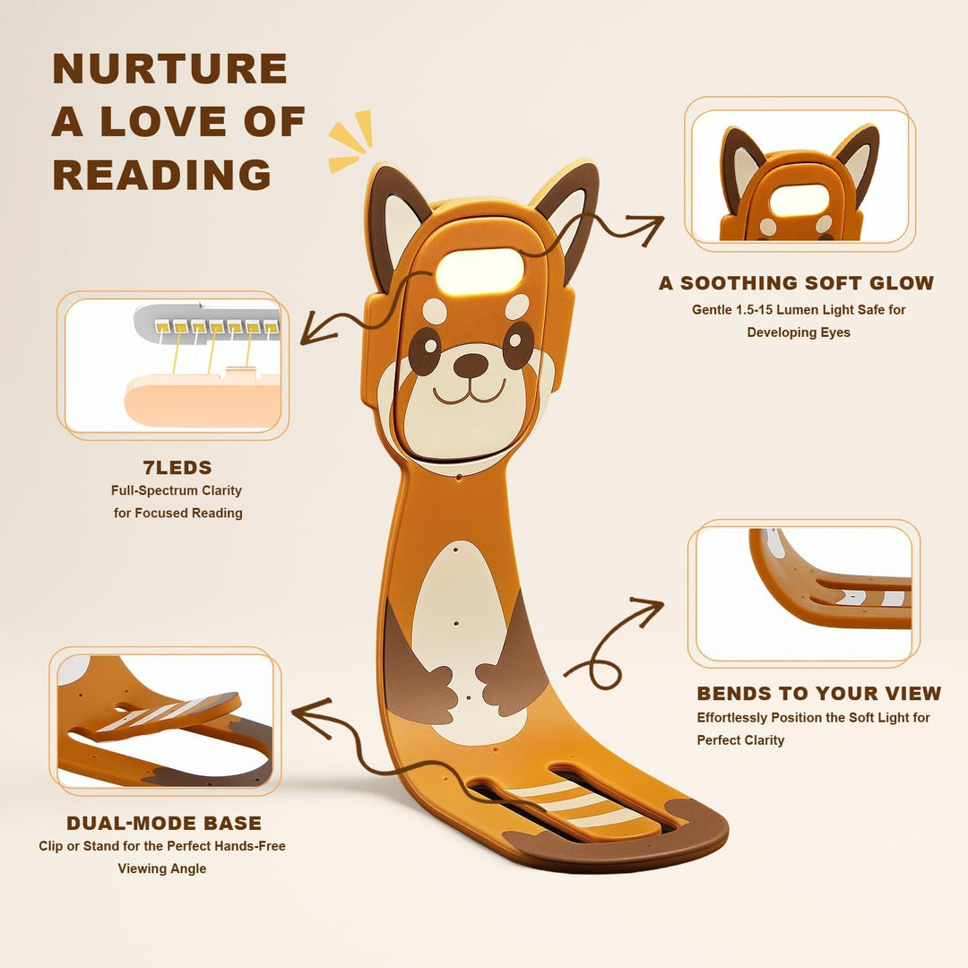 LED Bookmark Reading Light, USB Rechargeable Flexible Animal Night Lamp – Mini Clip Book Light