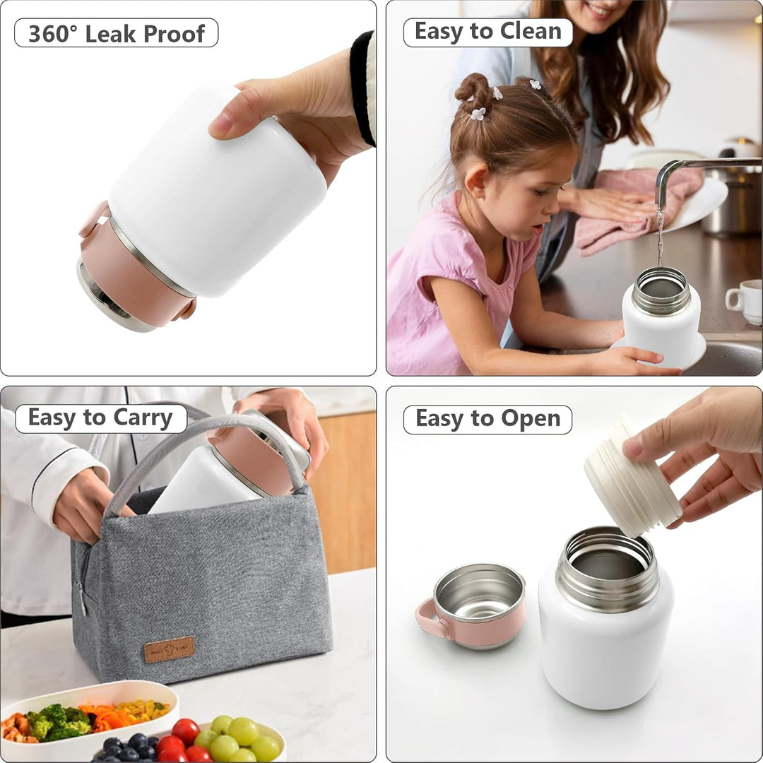 Vacuum Insulated Food Jar with Folding Spoon (MOQ 10 Sets)