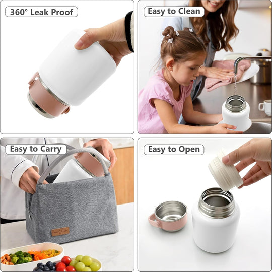 Vacuum Insulated Food Jar with Folding Spoon (MOQ 10 Sets)