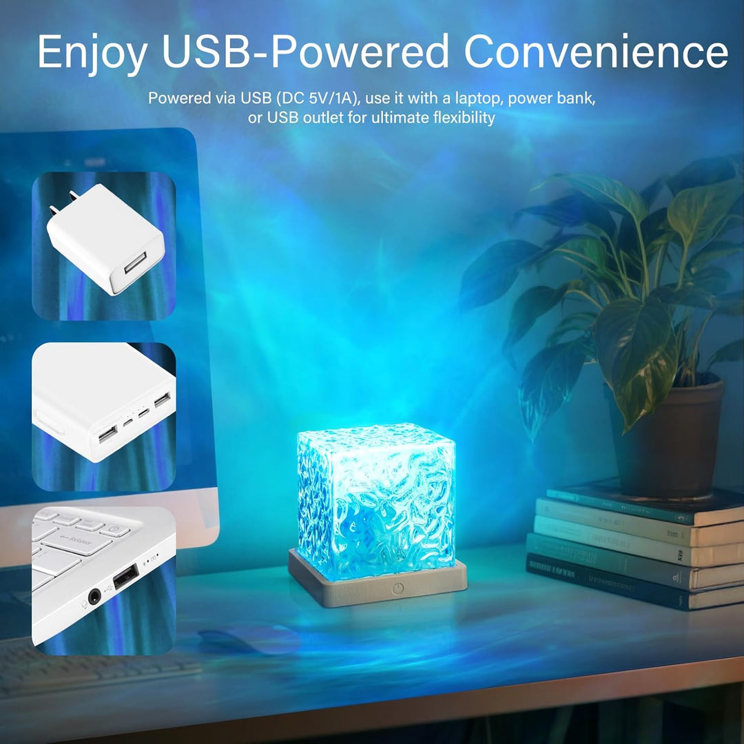 Cube Light Gradual Rotating Flame Wave Effect Colorful Lamp