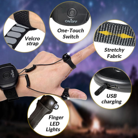 Rechargeable LED Lighted Gloves for Men – Hands-Free Fingertip Flashlights, Perfect Gift for Campers, Hunters & DIY Repair Enthusiasts (MOQ 10 Sets)
